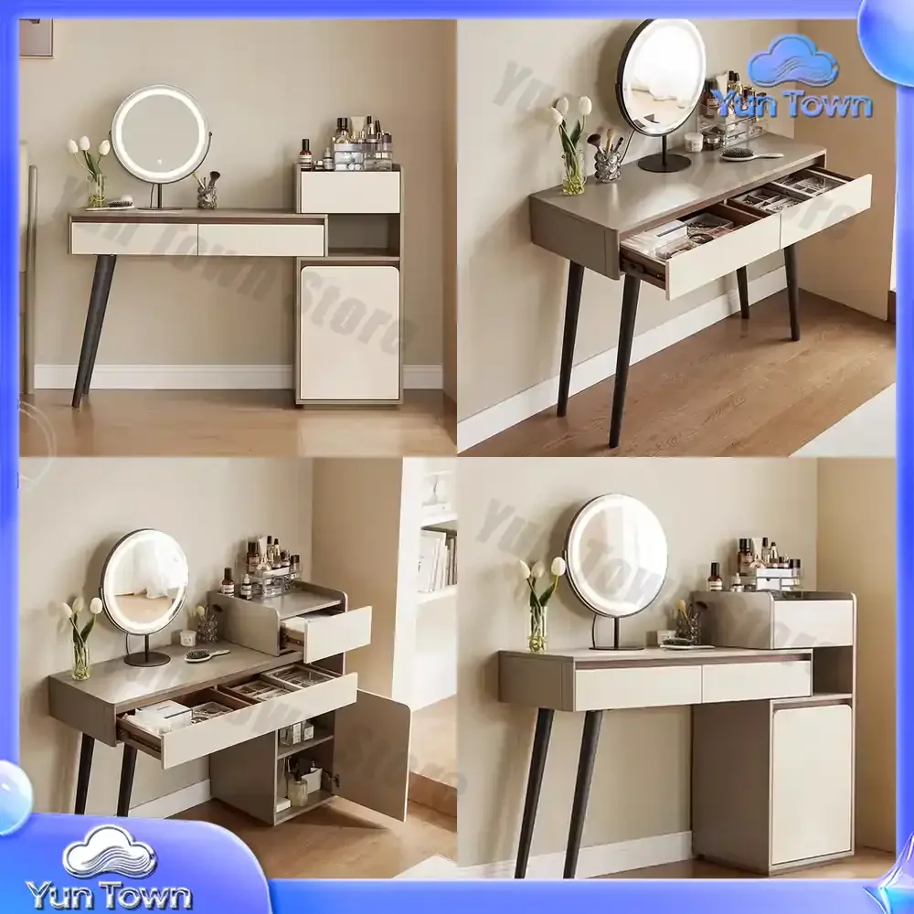 Women Modern Dressing Table Desk Makeup Bedroom Chair Vanity Table Luxury Cabinet Console Mesa De Maquillaje Trendy Furniture