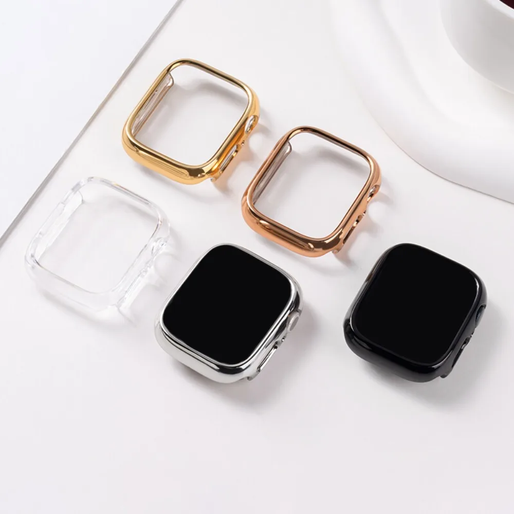 Electroplated Case For Apple Watch Series 12 11 10 9 8 7 6 SE3 5 Bumper Frame PC Cover Half Protector For IWatch Anti Scratch