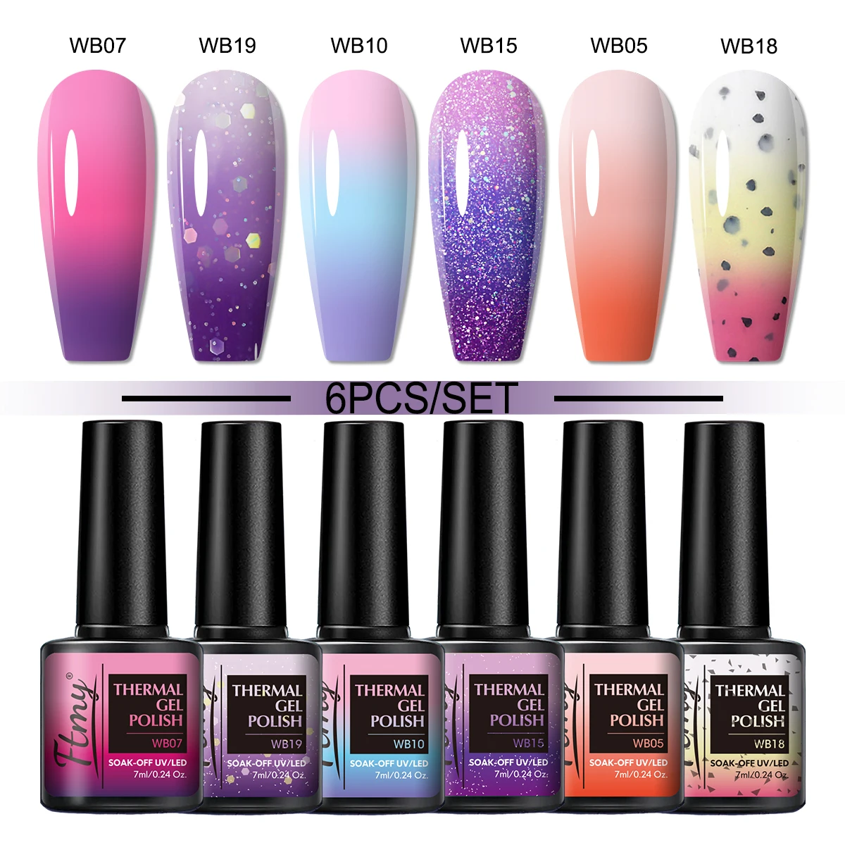 

Hypoallergenic 7ml Hot Gel Nail Polish - changes color with temperature, formaldehyde free, great for DIY manicures and salon us