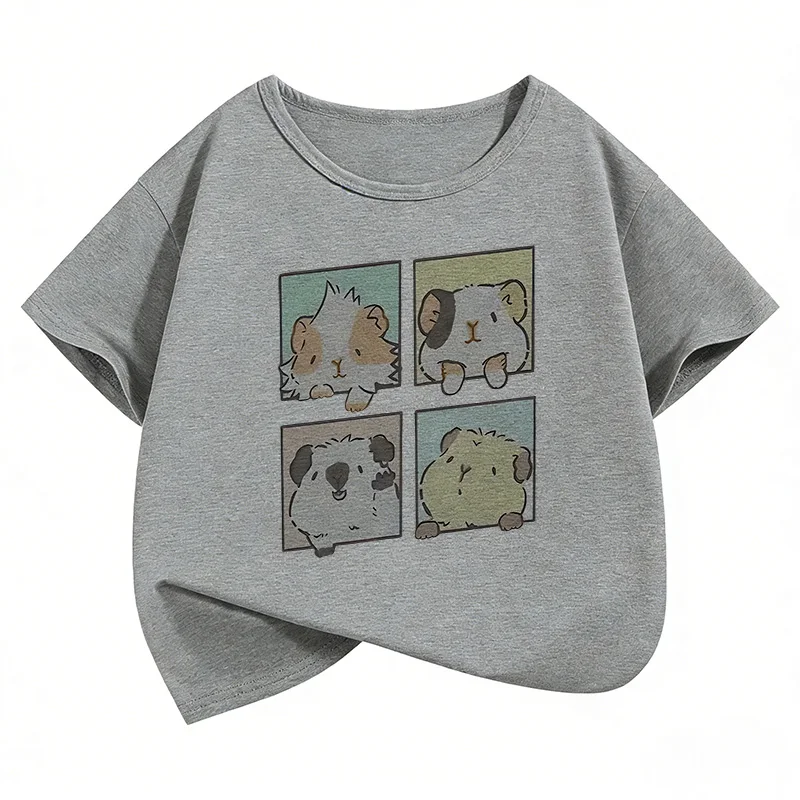 Cute Cat Graphic Kids Tshirts Summer Short Sleeve Tees Cartoon Animal Boys Girls Clothes Kawaii Kitten Tops Y2K Children T-shirt