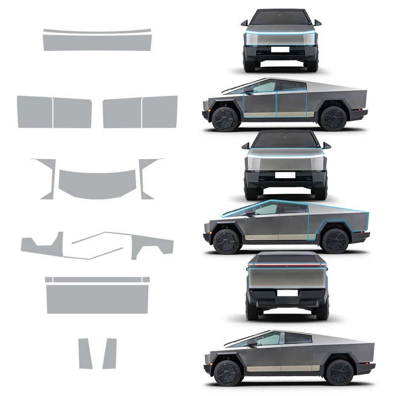 

For Tesla Cybertruck 2024 2025 TPU Paint Protection Film Self-Healing Clear Bra Pre-cut PPF Kit Car Body Anti-Scratch Resistant