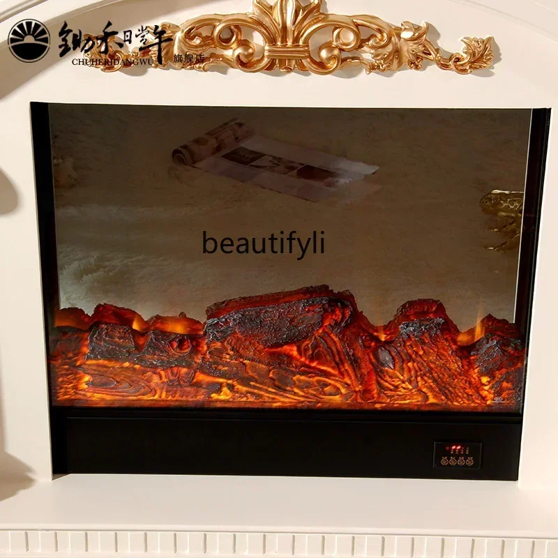 نمط جديد NQ النمط الأوروبي الموقد الأساسية الرجعية محاكاة لهب الموقد الكهربائي الأساسية غرفة المعيشة خشب متين خزائن التحف