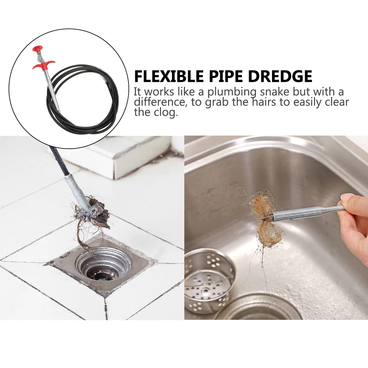 

Pipeline Dredge Hook Cleaner Heavy Duty Bendable Drain Clean Claw for Unclogging Toilets Sinks Showers Grabs Nails Screws Hair