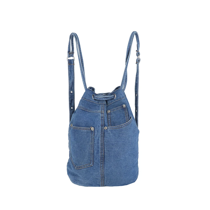 

Denim New Backpack Multifunctional Single Shoulder Handbag Casual Fashion Elastic Capacity Hand-Held Bag