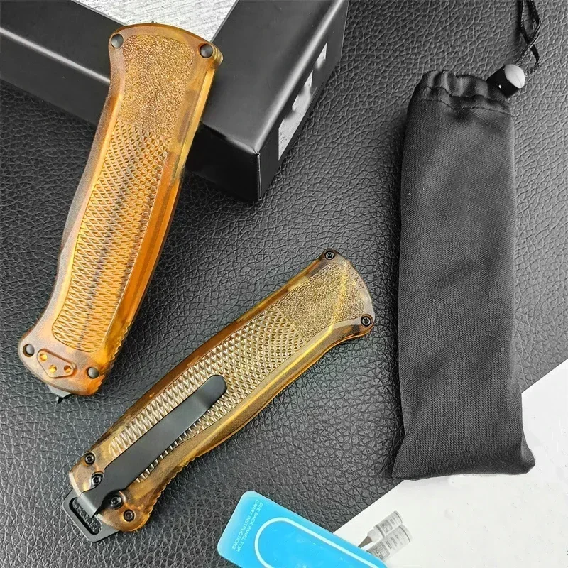 New BM 5370 Shootout Survival Pocket Knife D2 Tanto Blade PEI Handle Tactical Outdoor Camping Multi-hunting EDC Tools