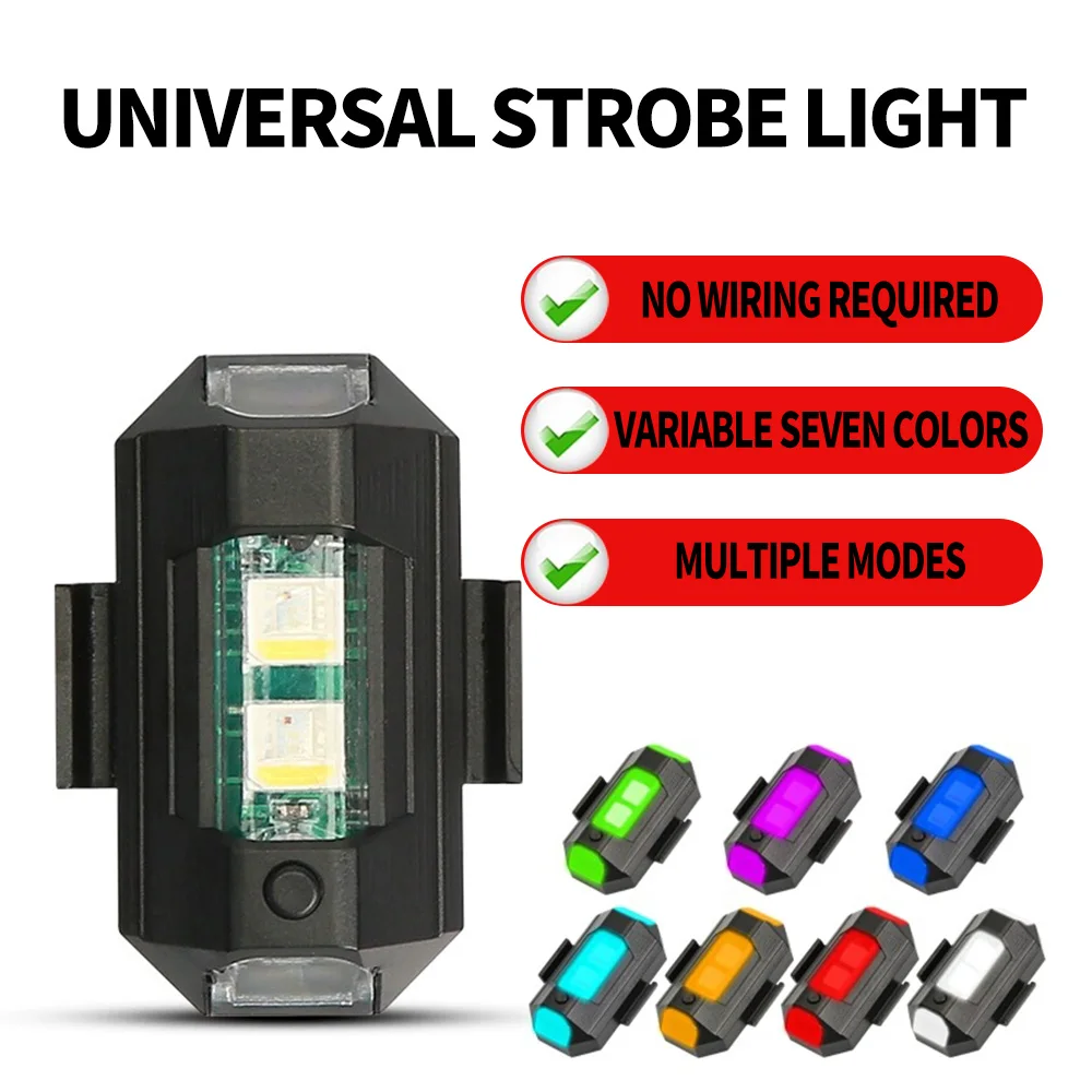 Motorcycle Lights Drone Strobe Light USB LED Anti-Collision Bike Aircraft Night Flying Mini Flashing Warning Signal Light