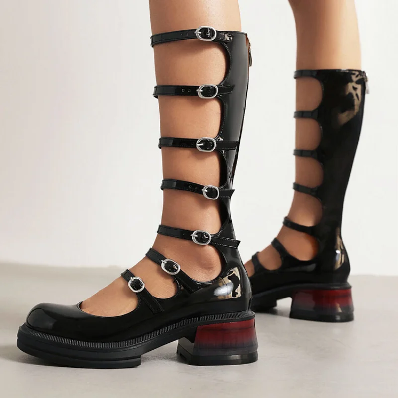 summer New styles fashion leisure time women sandals black Shallow mouth Buckle Rear zipper High cylinder Women cool boots