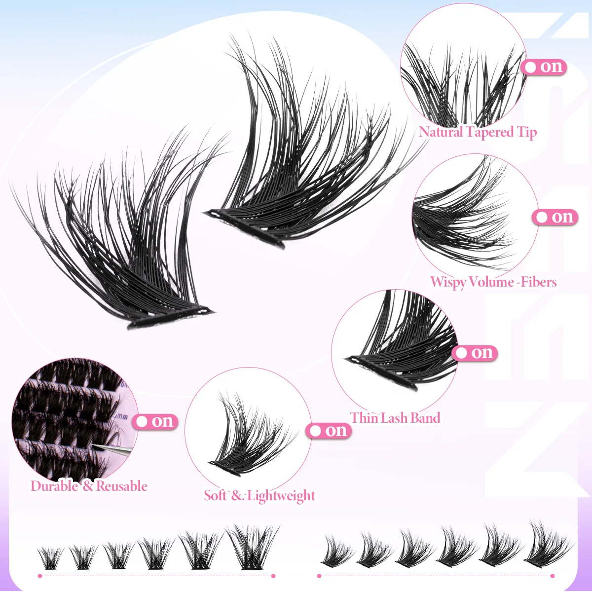 مجموعات الرموش 80D المسامير مجموعات الرموش حجم الرموش الفردية مجموعة كبيرة مع السندات وختم لاش الملقط