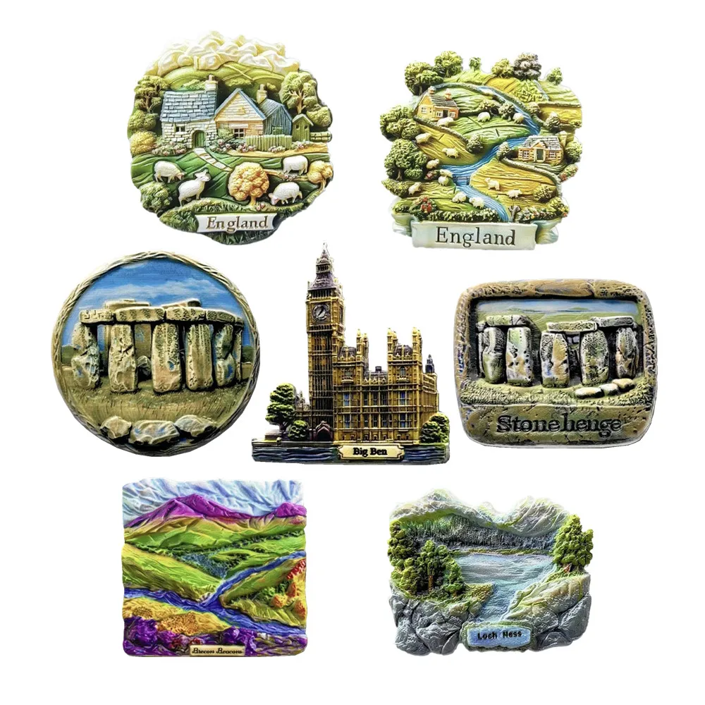 Europe United Kingdom England BigBen Stonehenge Resin 3D Fridge Magnets Tourism Souvenir Refrigerator Sticker Handicraft Gift