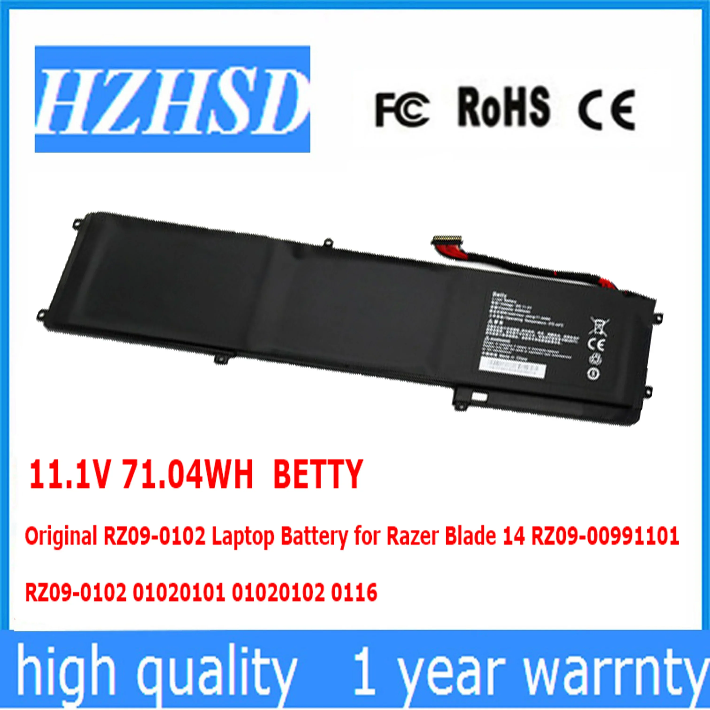 11.1V 71.04WH Original BETTY RZ09-0102 Laptop Battery for Razer Blade 14 RZ09-00991101 RZ09-0102 01020101 01020102 0116