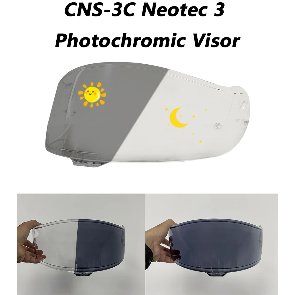 Helmet Photochromic Visor Lenses which Automatically Darkens & Clears Helmet lens Shield Fit for Shoei Neotec 3 CNS-3C