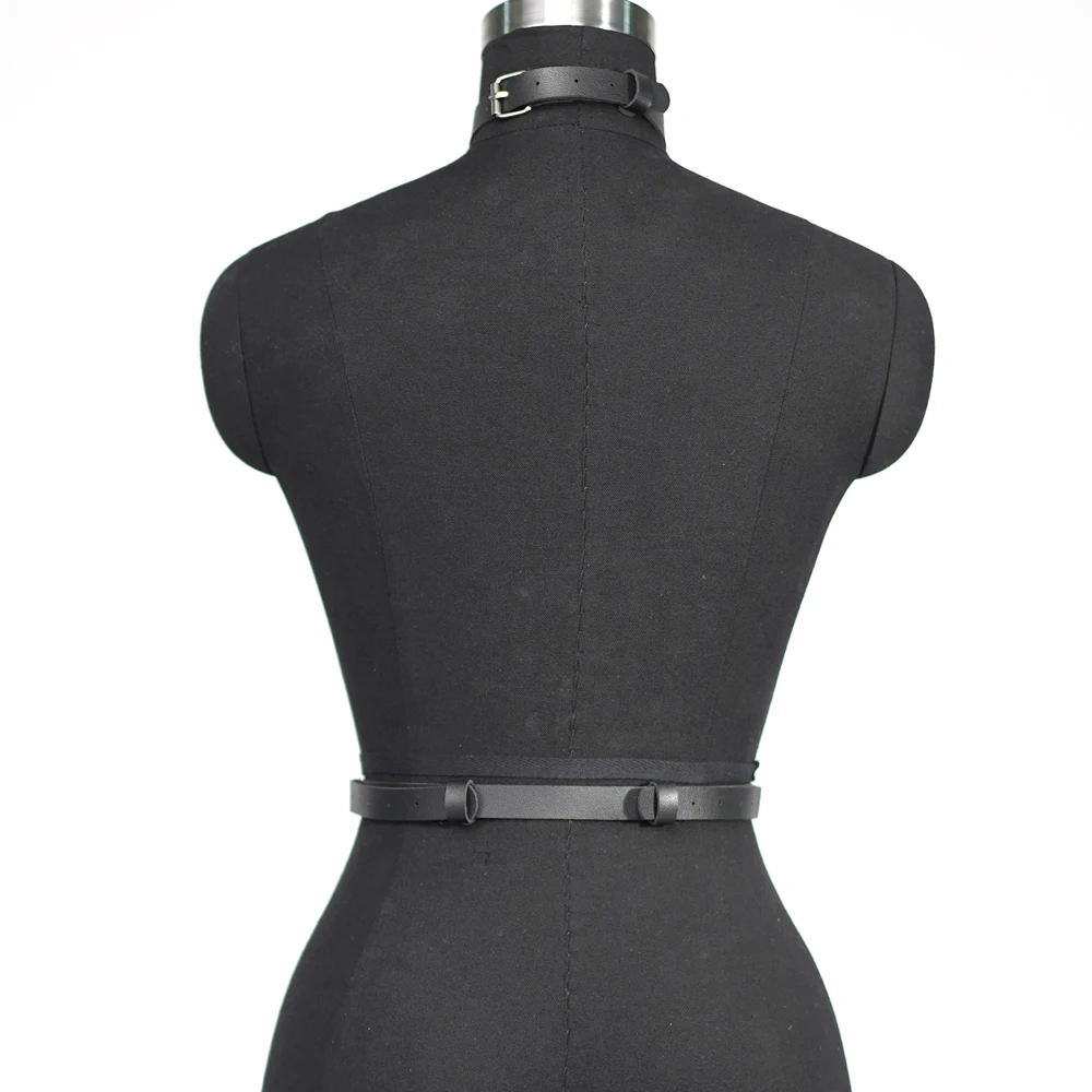Women Punk Gothic PU Leather Suspender Corset Waist Belt, Adjustable Street‑style Body Harness Accessory for Rave Party Outfit