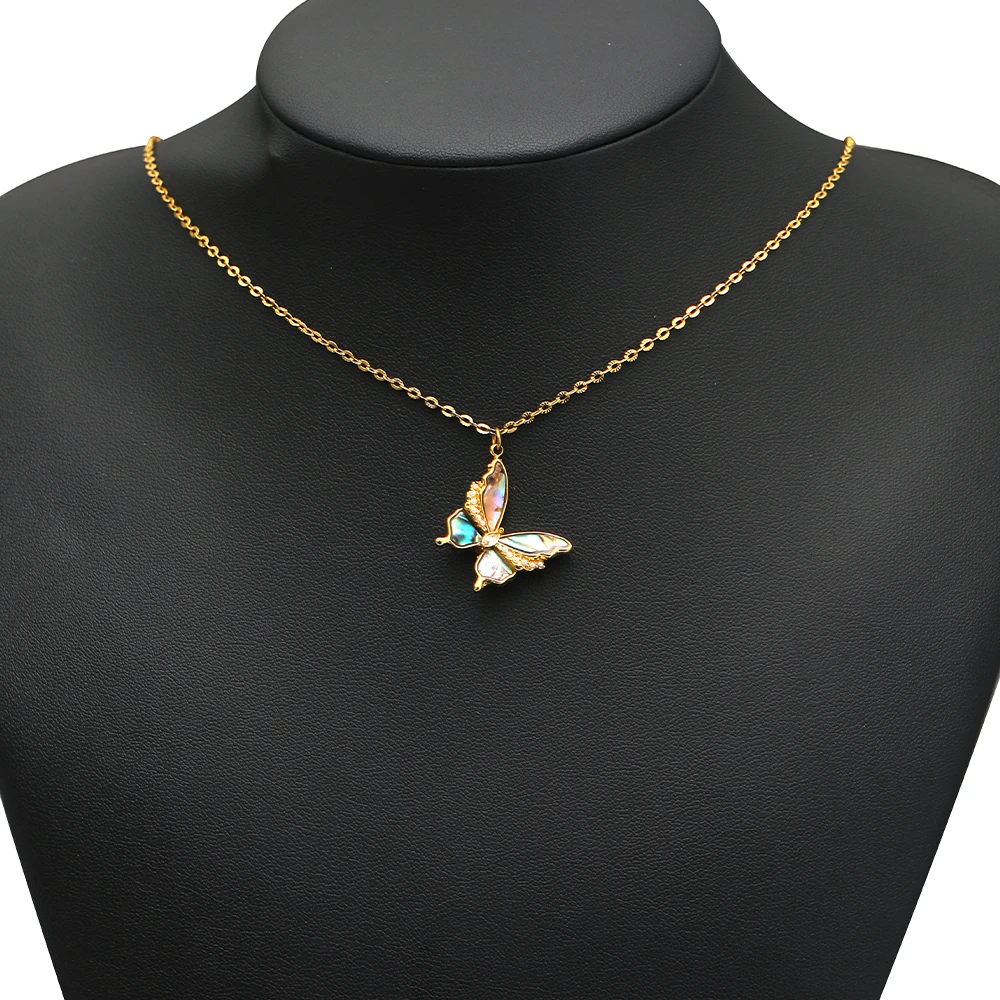 4 Stück Edelstahl-Schmetterlingsanhänger mit Muschel- und Strassstein-Design für DIY-Halsketten, Schmuckherstellung, Armbandzubehör und Ohrringzubehör – Detail 6