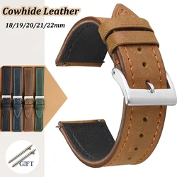 Vintage Watch Strap 18mm 19mm 20mm 21mm 22mm Bracelet Quick Release Cowhide Watchbands Smart Watch Belt Accessories
