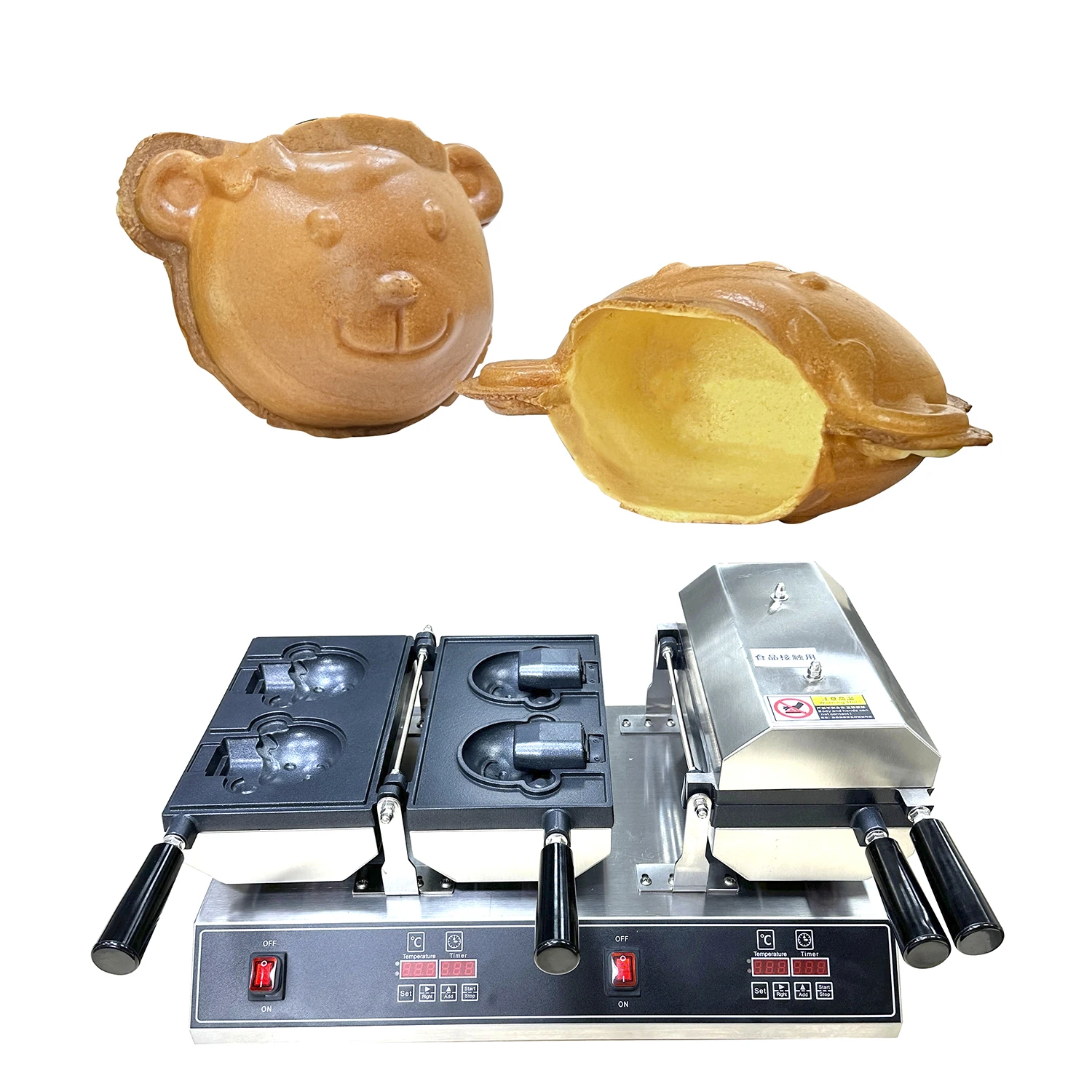 

Popular Street Food Open Mouth Taiyaki Machine Bear Shape Cone Make Machine