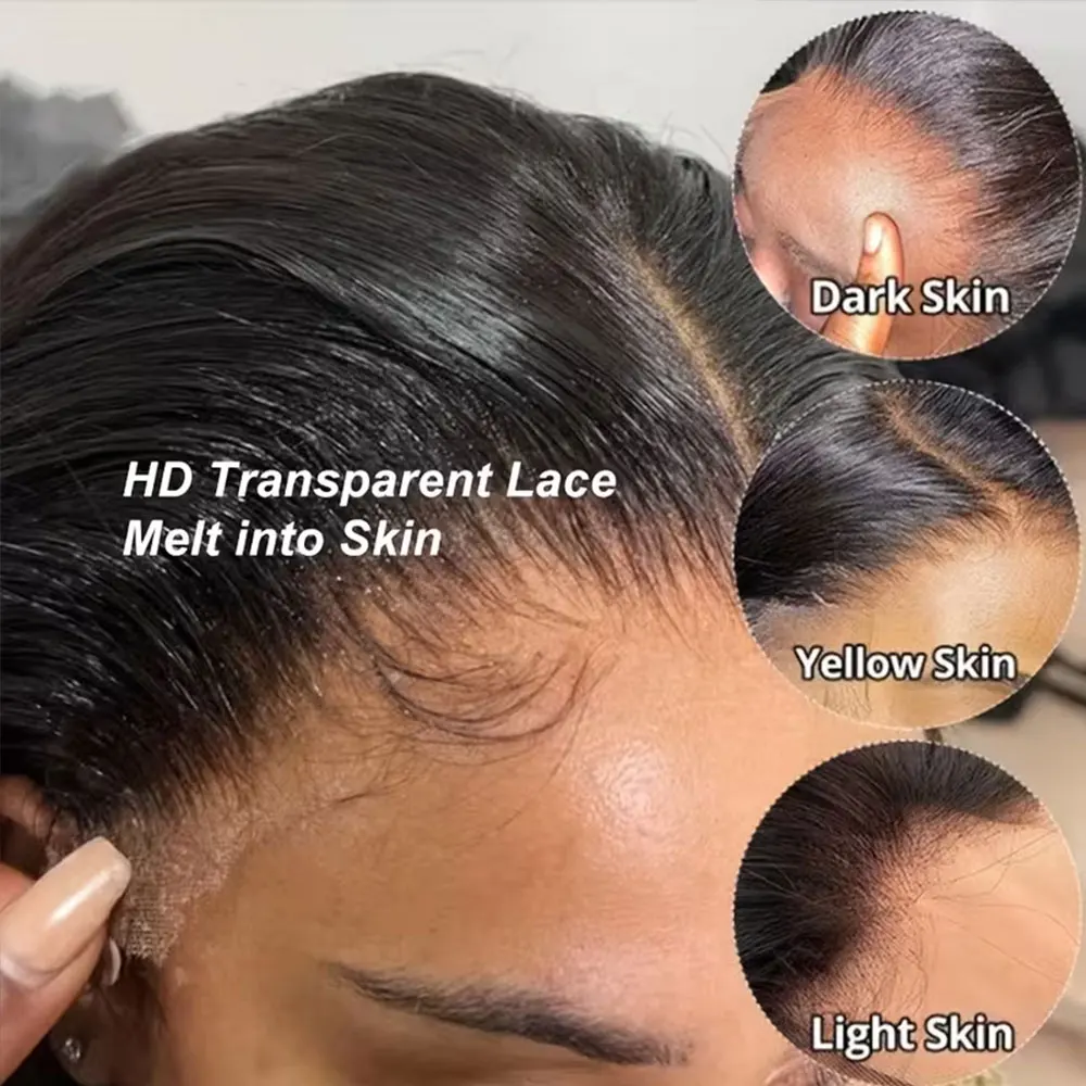 40 42 дюйма 13x4 13x6 HD Прозрачные костяные прямые парики фронта шнурка 250% Плотность Бразильские парики из человеческих волос для женщин Предварительно выщипанные