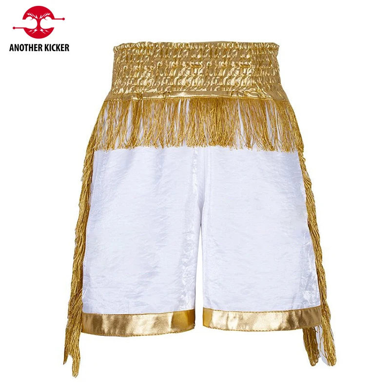 Bo Men Women Kids Muay Thai Shorts Gold Tassels Combat Crossfit Grappg Kickbo Pants Martial Arts MMA Clothing