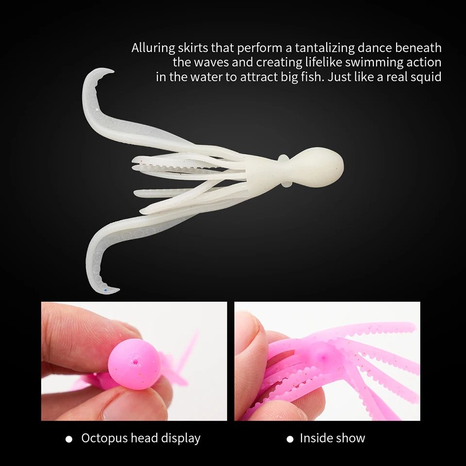 Señuelos de pulpo luminosos Walk Fish para jigging y atún – Silicona suave - imagen 3