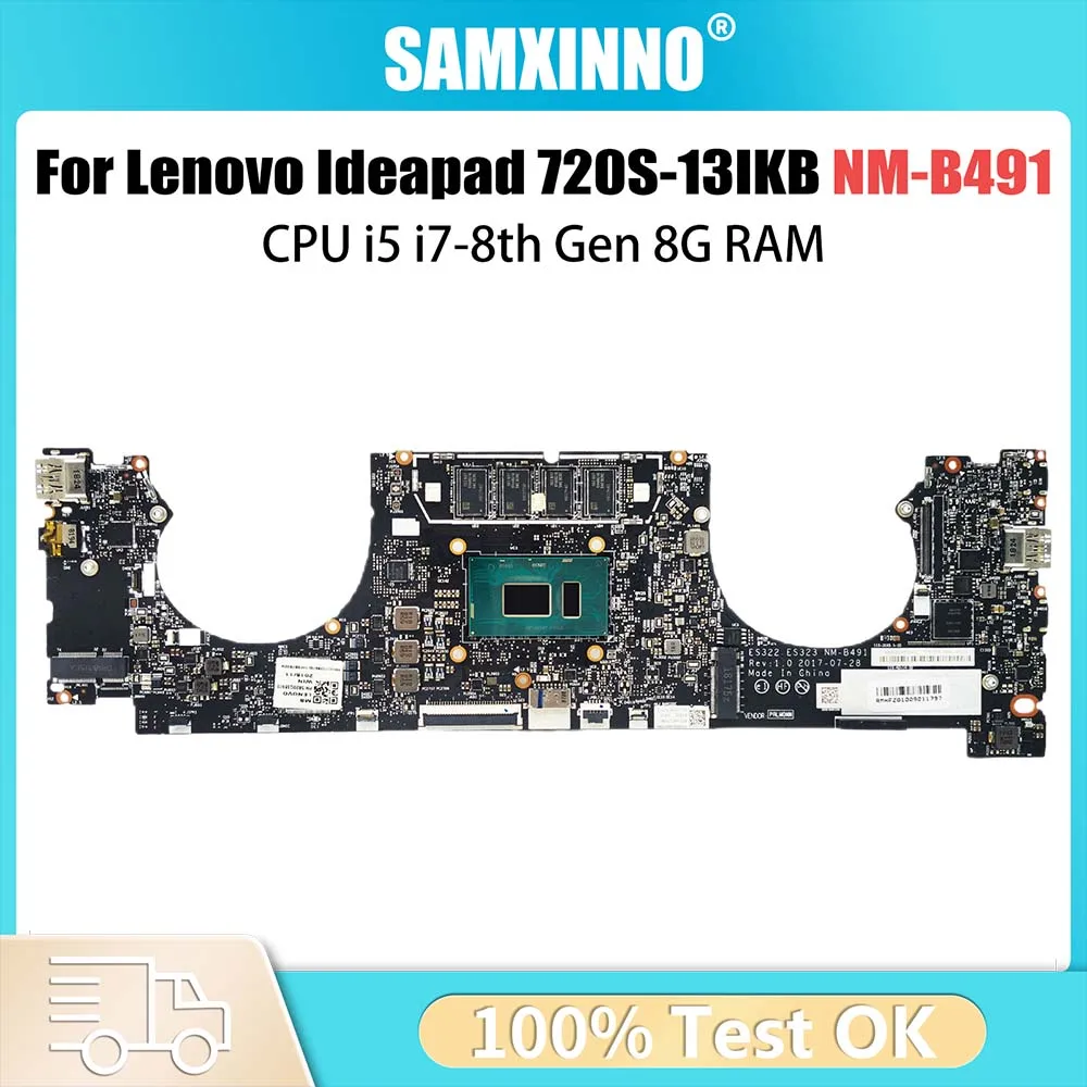 5B20Q38983 Mainboard For Lenovo Ideapad 720S-13IKB Laptop Motherboard ES322 ES323 NM-B491 With i5-8250U i7-8550U CPU 8G RAM