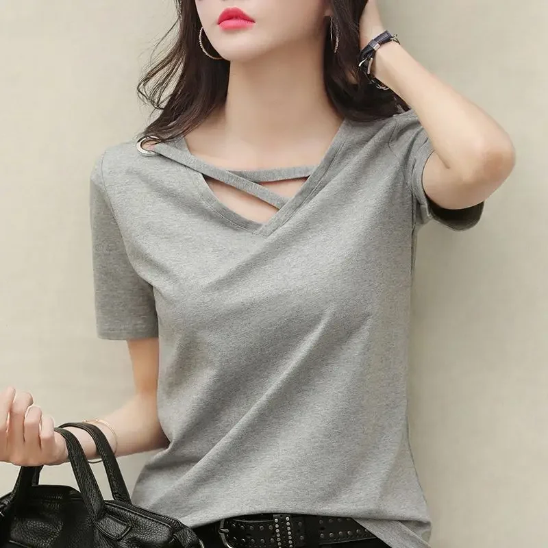 Women\'s T-shirt Baggy Short Sleeve Plain Summer Top Female Outfit Yellow Y2k Clothes Polyester Clothing Sales Fashion Korea Goth