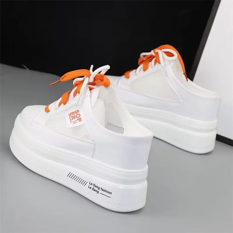 Leisure Genuine Leather White Shoes Women Breathable Sneakers Increased Platform Shoes Casual Footwear Women's Vulcanize Shoes