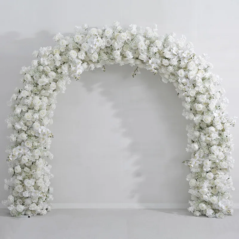 

White Rose Orchid Wedding Backdrop Floral Arrangement With Stand Set Event Birthday Party Arch Decor Flowers Row Photo Props