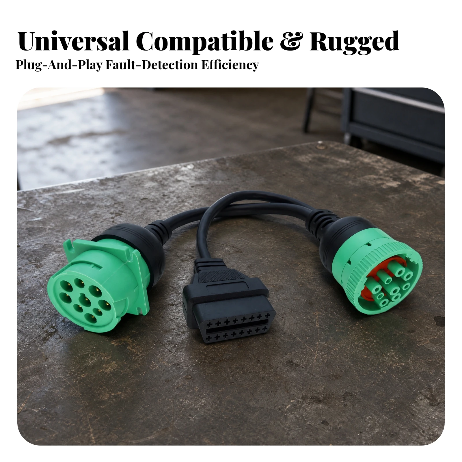 OBD2 to Cummins 9-Pin Y-Cable Molded Strain Relief OBD2 to 9 Pin J1939 Y Cable Long-Lasting for Mobile Mechanics