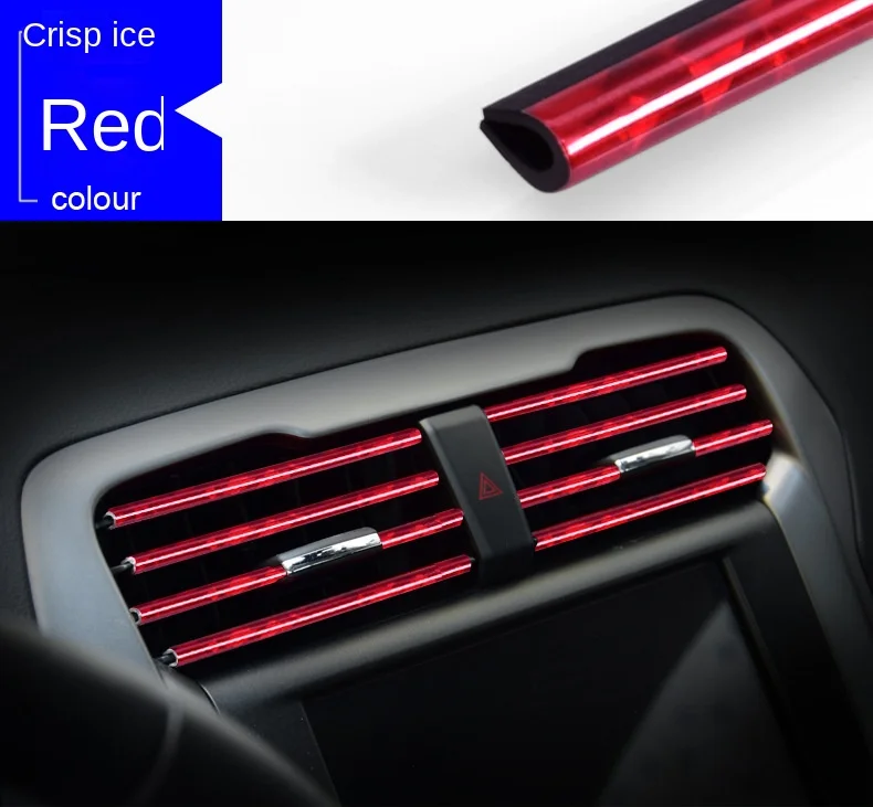 10pcs Car Air Outlet Mouldings Strip U-shaped Electroplating Air Vent Grille Switch Trim Interior Modification Accessories