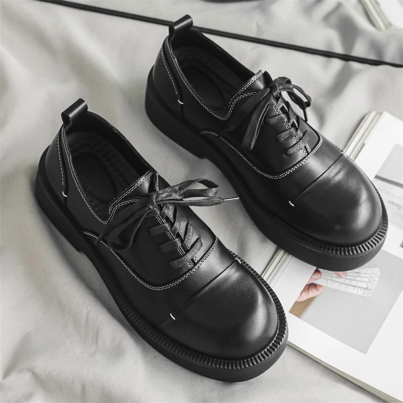 

Мужские роскошные модные свадебные туфли на платформе, туфли-оксфорды на шнуровке, черные модные кроссовки из натуральной кожи, мужская обувь