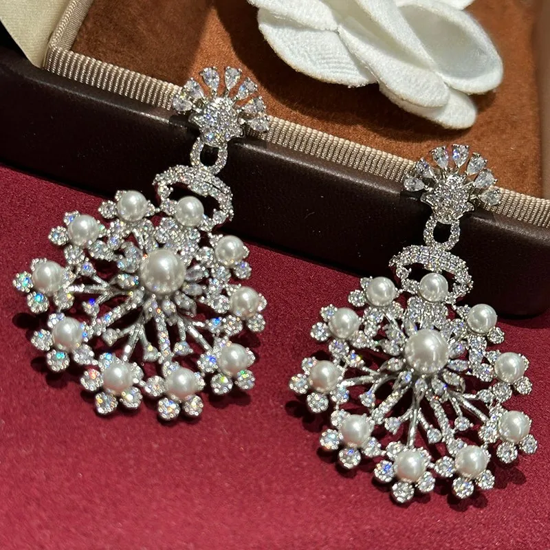 

Модные роскошные серьги с цветочным узором, изысканные, с кисточками и жемчугом