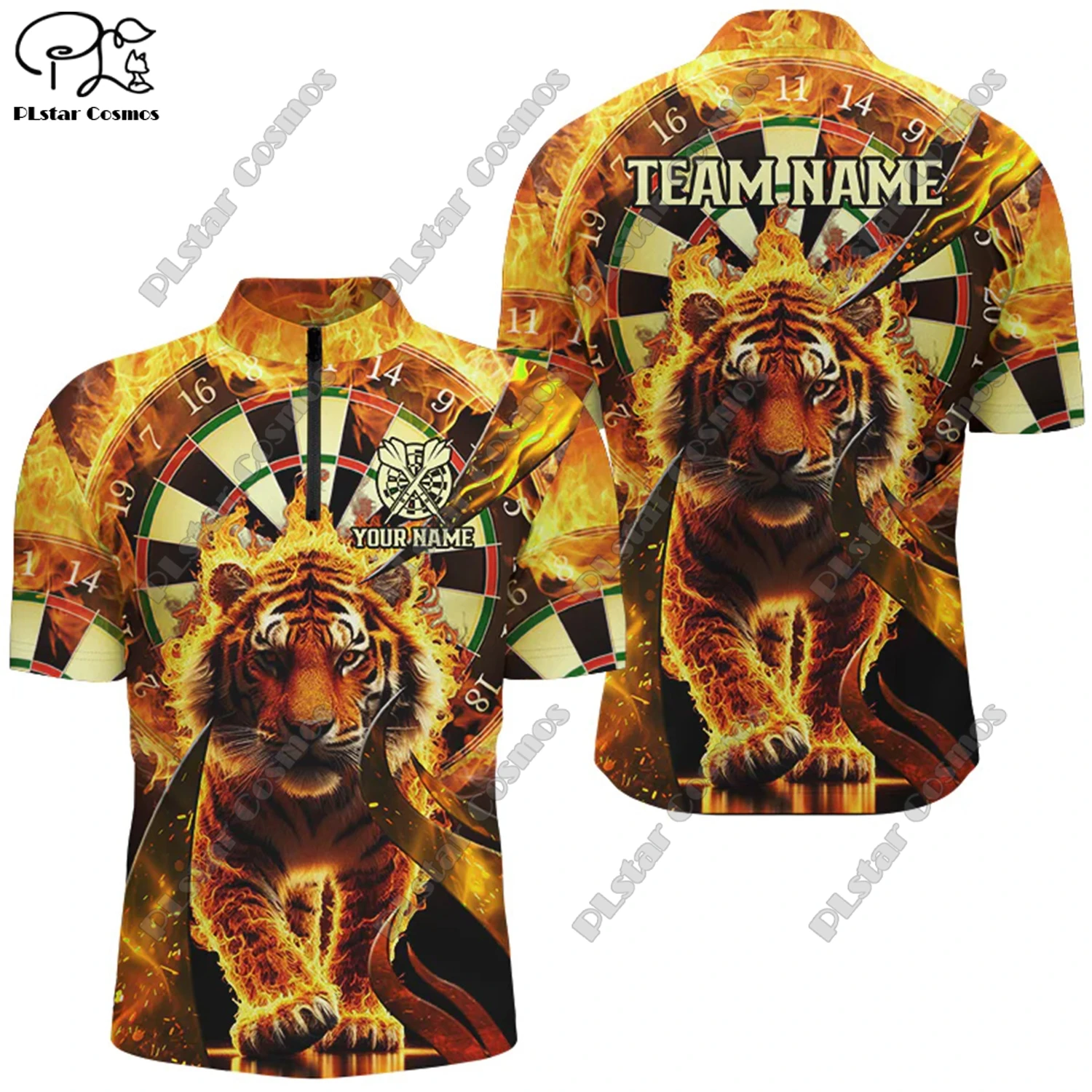 New personalized 3D printing dart throwing pattern zipper POLO shirt T-shirt unisex gift casual team throwing sports series F-10
