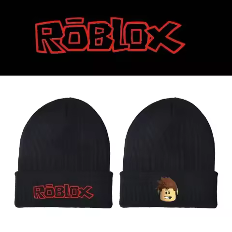 Roblox Anime Letter Print Knitted Pullover Hat Hip Hop Trendy Woolen Cap Cartoon Game Design Student Birthday Gift
