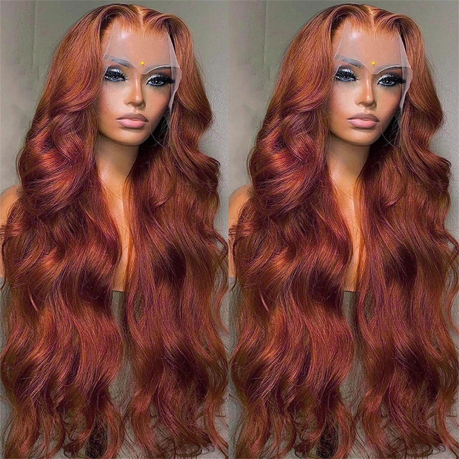 13x4 Roodbruin Body Wave Kant Frontaal Menselijk Haar Pruik HD Transparant 13x6 Kant Frontale Pruik Lijmloze Menselijk Haar Pruik PrePlucked