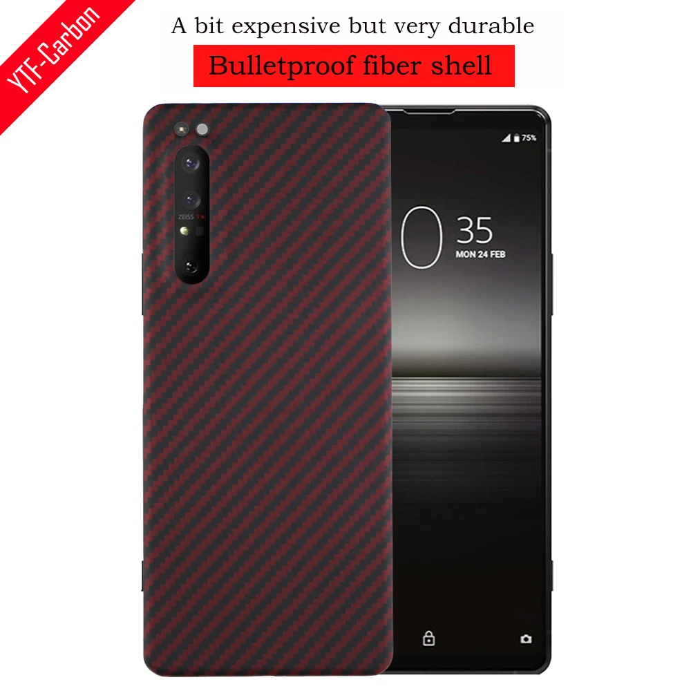 

YTF-Carbon Real Carbon Fiber Case for Sony Xperia 1 II case,Aramid Fiber Minimalist Men's Cover,Xperia 1 II 6.5‘‘ -Red