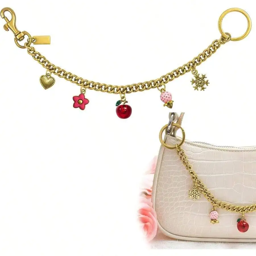 

Vintage Style Bag Charm Chain With Floral Heart Snowflake For Women Handbags