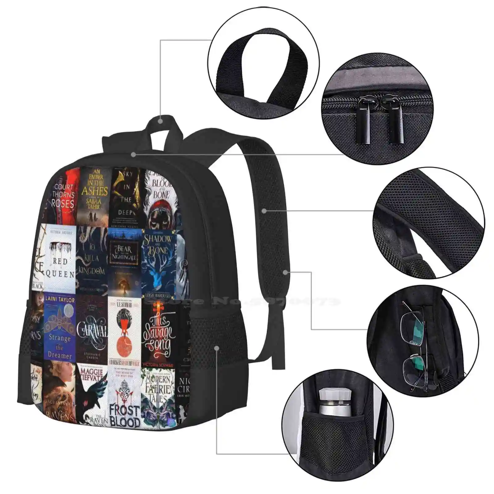 Ya Fantasy Classics Mochila Escolar de Grande Capacidade, Sacos de livros, Laptop Bags, Livro, Nerd, O Príncipe Cruel, Livros