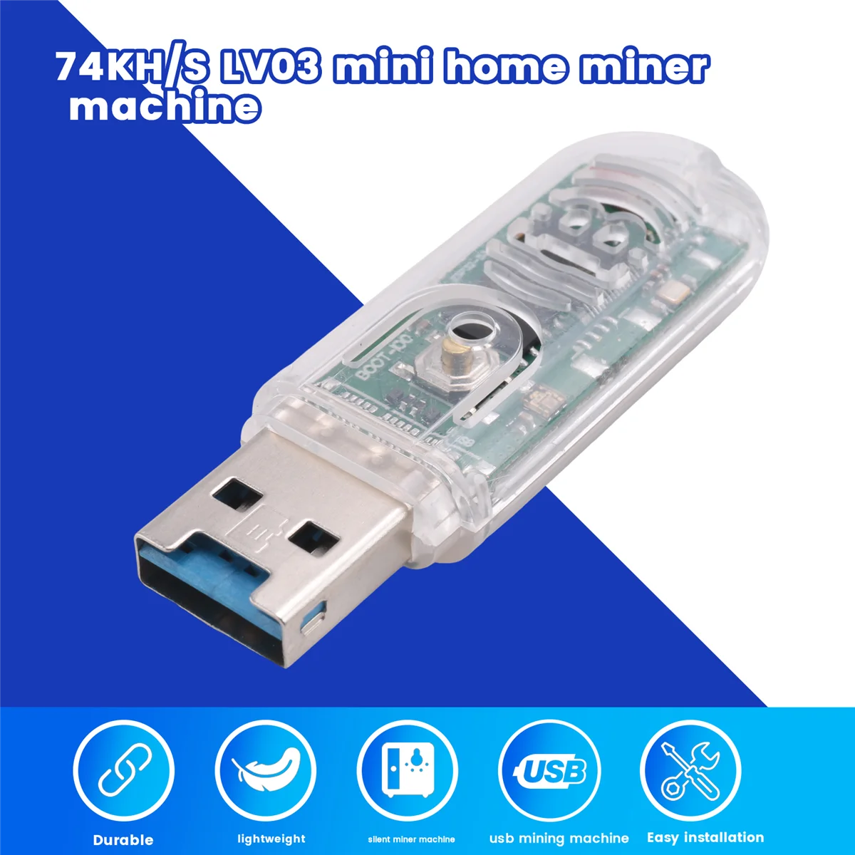 럭키 마이너 V3 사일런트 마이너 머신, USB 마이닝 머신, 74KH/S LV03 미니 홈 마이너 머신, Asic