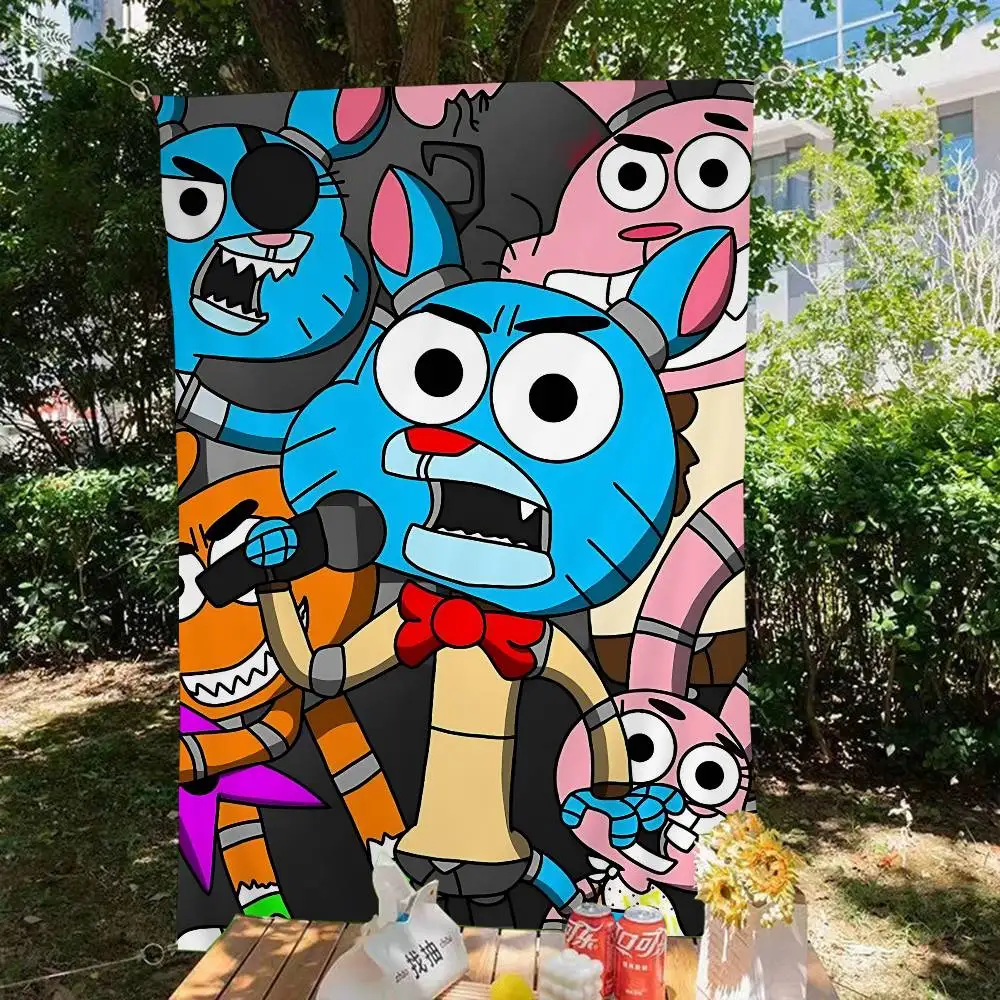Cartoon The Amazing W-World Of G-Gumball Small Size Cheerleading Banner Hand Pulled Flag Outdoor Atmosphere Flags