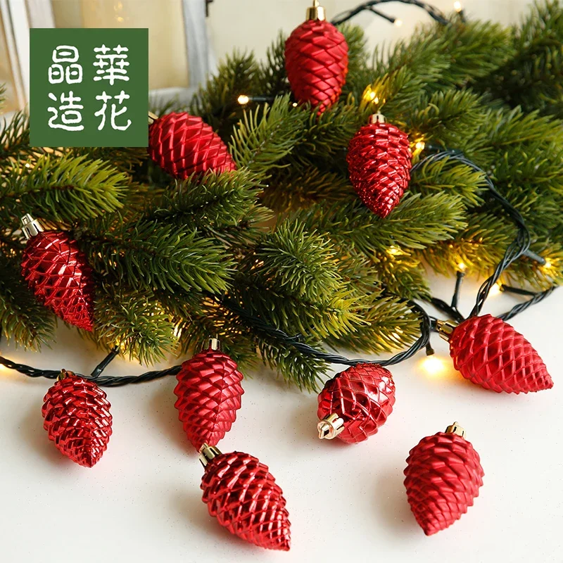 Christmas Star decoration simulation pinecone painted Christmas tree small pendant ring decoration