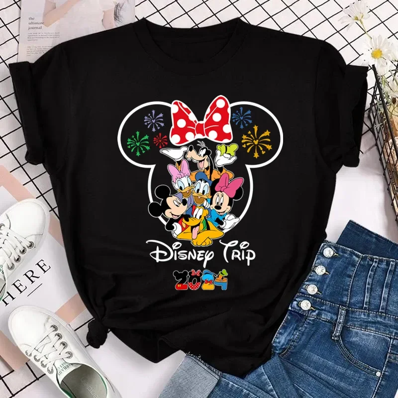 Oversized T Shirt Print Kawaii Trip Printed Women\'s T-shirt Micky Mouse Vacation Top Women Female Clothing Grunge Tops