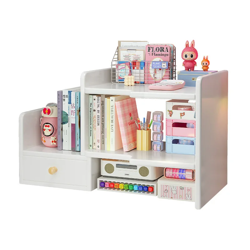 Solid wood desktop shelf retractable table corner bookshelf desk vertical multi-layer small bookcase office station