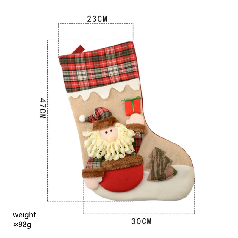 Personalized Embroidery Christmas Large Thickened Christmas Socks Gift Bag Candy Bag Decoration Candy Bag Atmosphere Ornament