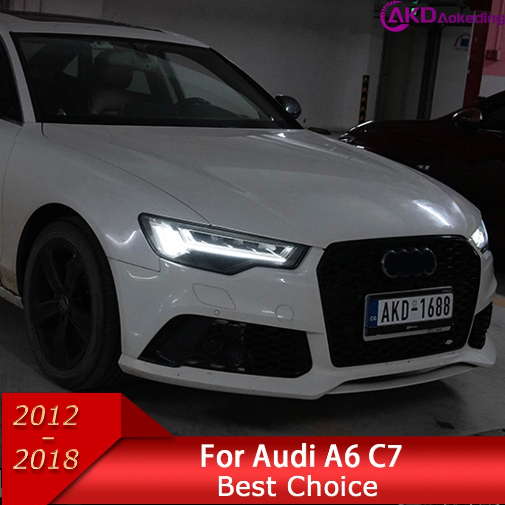 

Автомобильные фары для Audi A6 фар 2012-2018 обновление C8 дизайн светодиодные фары DRL динамический Singal дальнего ближнего света