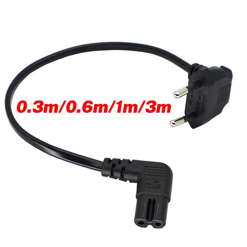 0.3M/0.6M/1M/3M 90 Degree Schuko CEE7/16 Europe 2pin Male to Right Angled IEC 320 C7 Power Supply Cord Cable