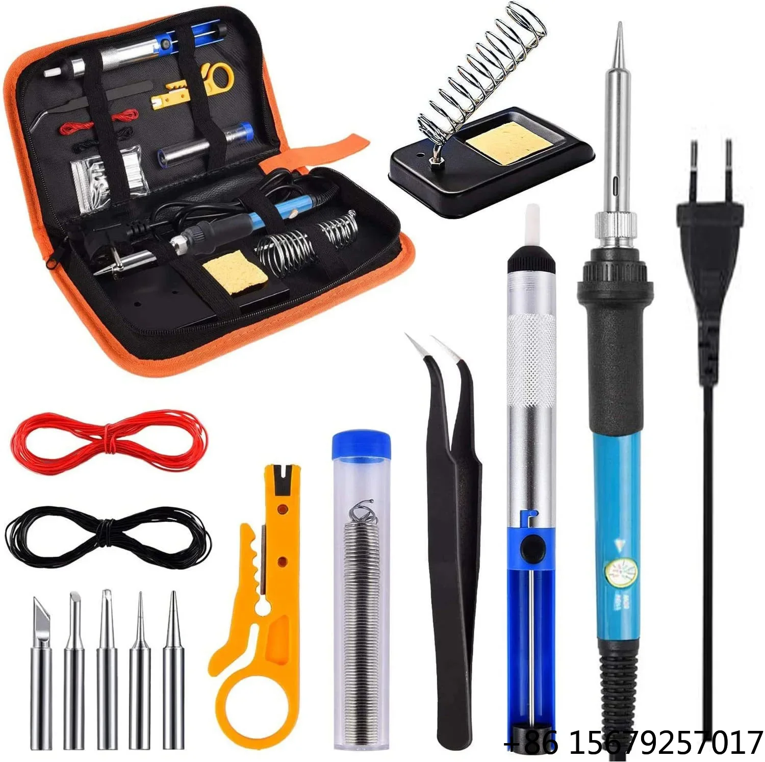 Custom OEM 15pcs 60W Stainless Steel Electronic Adjustable Temperature 936 Tip Soldering Iron Kit Mobile Phone Repair Tools