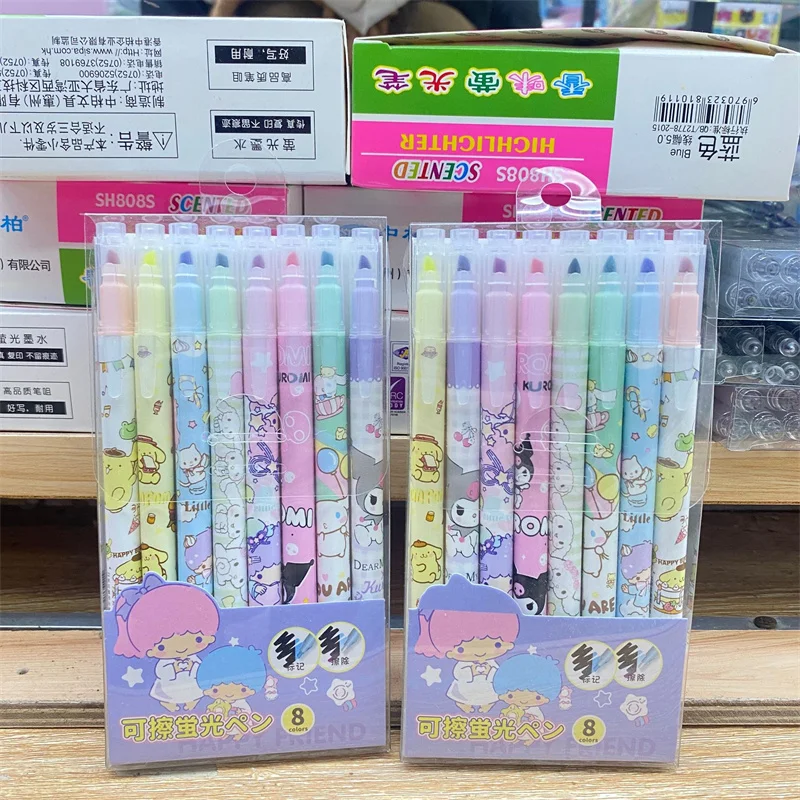 

40 pcs/lot Sanrio Kawaii Animal Erasable Highlighter 8 Colors Fluorescent Marker Liner Drawing Pens Office School Supplies