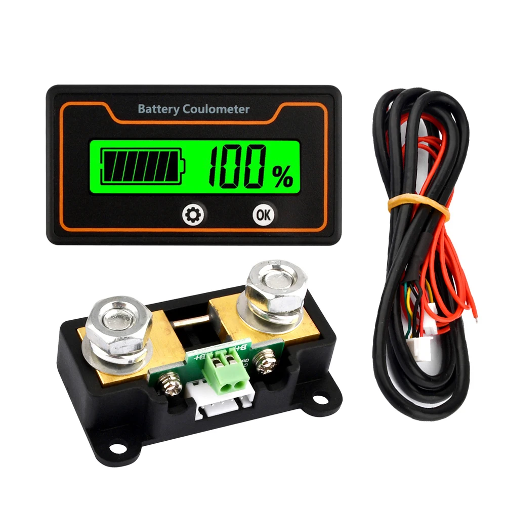 2 in 1 Battery Capacity Indicator 8V-120V Voltmeter Coulometer 12V 24V 36V 48V 60V Lead Acid Lithium LiFePO4 Display Meter