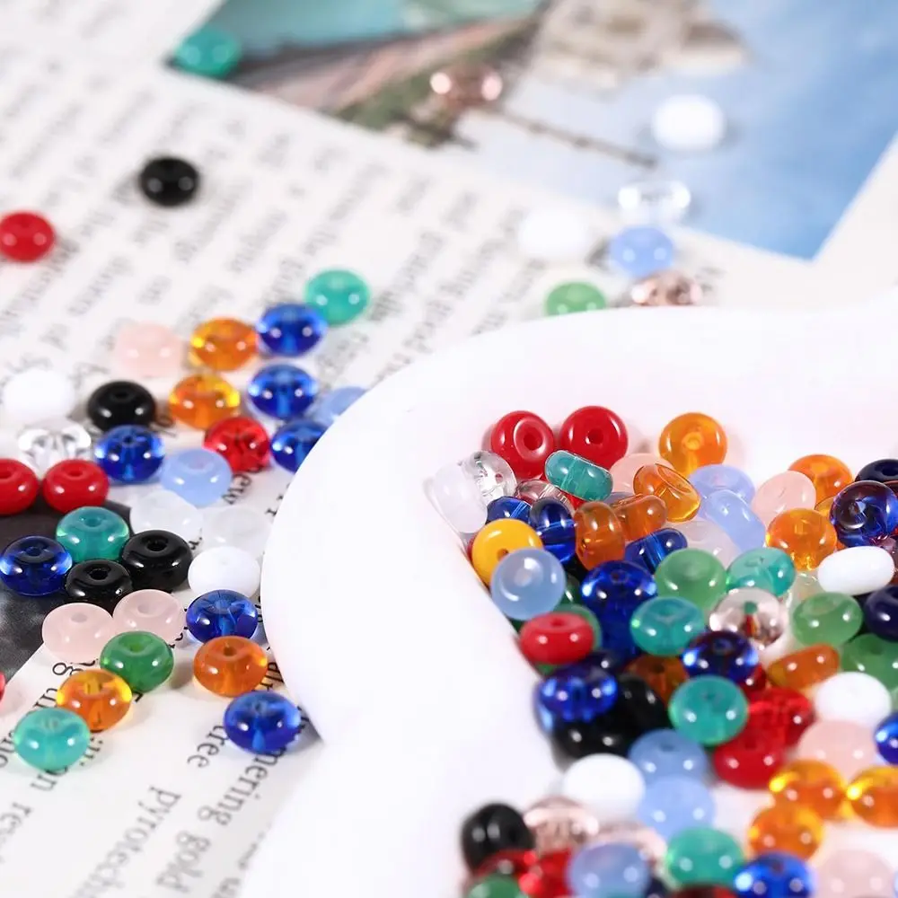 105Pcs 3x6mm Flat Round Beads Multi-clolor Opaque Smooth DIY Jewelry Beads Mixed Color Glass Crystal Beads Earring Making