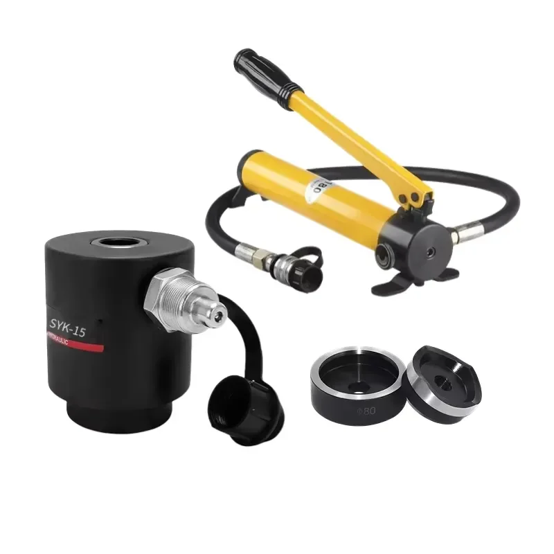 8-50T Heavy Hydraulic Knockout Hole Punching Press Tool Set Steel Split Hole Digger Puncher Machine Square Dies