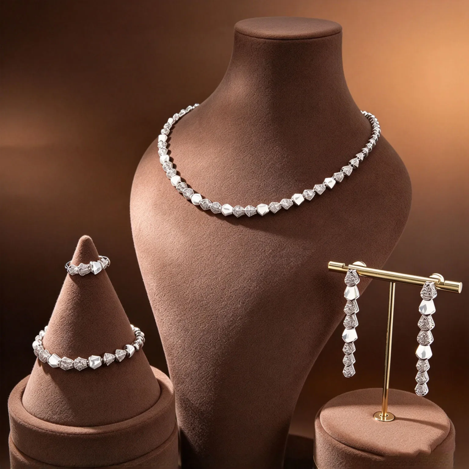 HIBRIDE Popular New Everyday Jewelry Set Necklace Earrings and Bracelet Suitable for Women Wedding Bridal Event Gift S-1307